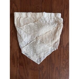 Willow + Root Hanky Hem Tube Top Tie Back Lace Ivory Boho Sz Small